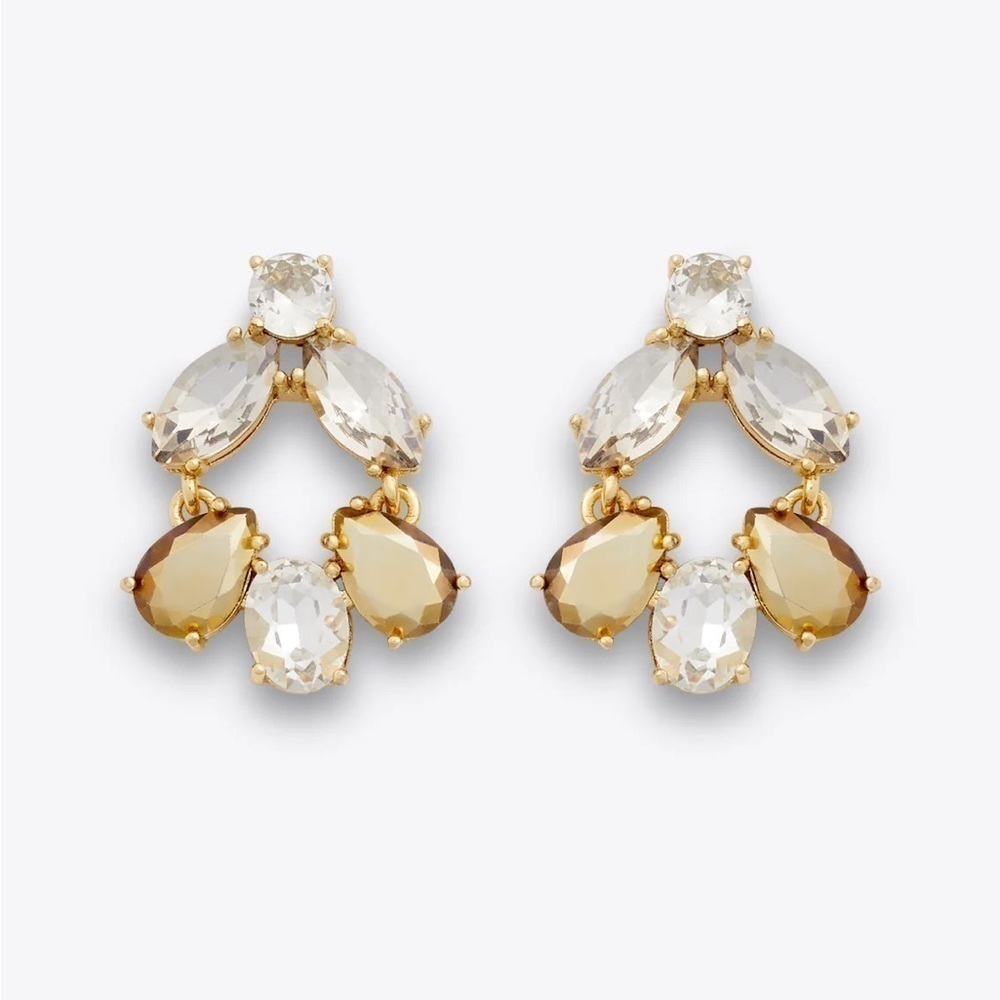 Draper James 12K Shiny Gold Plated Brass and Glass Gemstones Lotus Flower Studs